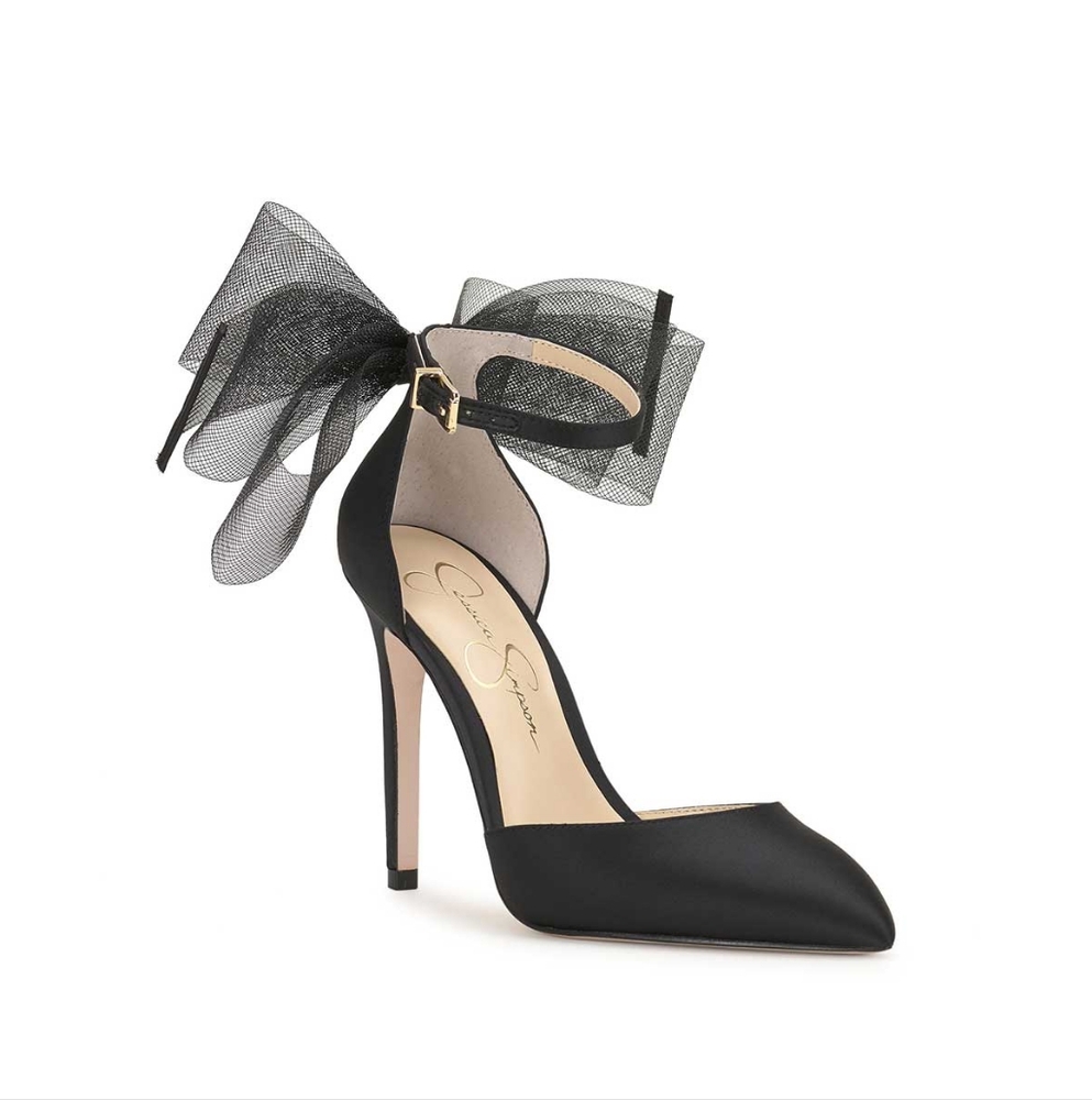 Jessica Simpson Black Heels with Dramatic Bow